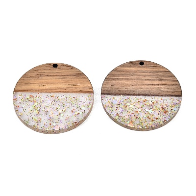 Epoxy Resin & Walnut Wood Pendants&nbsp;RESI-T057-10B-1