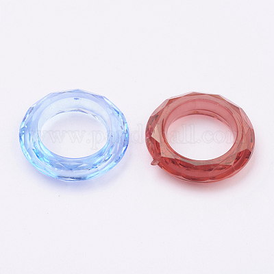 透明なアクリルビーズ  多面カット  ドーナツ  ミックスカラー  直径約19.5mm  厚さ4.5mm  穴：12mm  約740個/500g&nbsp;PL671Y-1