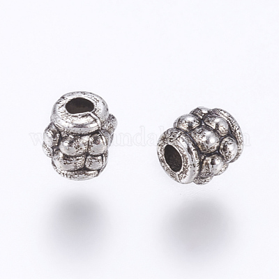 CCBプラスチックビーズ  バレル  アンティークシルバー  3.5x4.5mm  穴：2.5mm&nbsp;CCB-K003-41AS-1