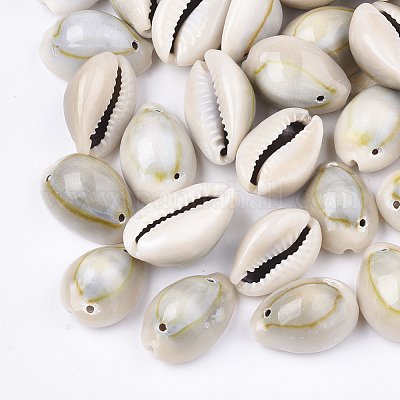 カウリーシェルリンクコネクター  ダークカーキ  18~23x12~15x9~11mm  穴：1~1.5mm  約330個/500g&nbsp;SSHEL-Q310-01C-01-1