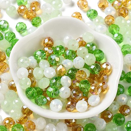 ガラスビーズ  多面カット  ロンデル  ダークシーグリーン  8x6mm  穴：1mm  約1210個/500g&nbsp;EGLA-A034-LM8mm-55-1