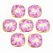 Translucent Acrylic Cabochons, Square with Flower Pattern, Violet, 24.5x24.5x8.5mm
