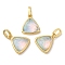 Rack Plating Brass with Synthetic Opal Pendants, Cadmium Free & Lead Free, Triangle, Champagne Yellow, 15x12.5x6mm, Hole: 5mm
