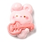 Musical Theme Opaque Resin Cabochons, Rabbit with Guitar, Pink, 25x18.5x7.5mm