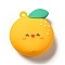 Fruit Theme PVC Pendants, Orange, Gold, 42.5x39.5x19.5mm, Hole: 3mm