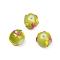 Baking Paint Glass Enamel Beads, Hand Painted Beads, Round, Yellow Green, 9.5x11mm, Hole: 1.2mm