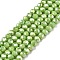 Electroplate Glass Beads Strands, Opaque Solid Color, AB Color Plated, Faceted, Rondelle, Olive Drab, 3.5~3.8x3mm, Hole: 0.4mm, about 105~110pcs/strand, 29~31cm