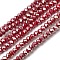 Electroplate Glass Beads Strands, Full Rainbow Plated, Faceted, Rondelle, Red, 3x2mm, Hole: 0.8~1mm, about 135~140pcs/strand,11.81~13.38 inch(30~34cm)