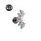 G23 Titanium with Clear Cubic Zirconia Internally Threaded Labrets, Moon, Stainless Steel Color, 8mm, Pin: 1.2mm