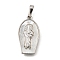 Brass Shell Pendants, Cadmium Free & Lead Free, Saint Jude, Platinum, 21x11x2.5mm, Hole: 4x6.5mm