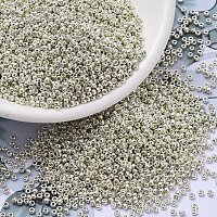 MIYUKIラウンドロカイユビーズ  日本製シードビーズ  11/0  （rr181)亜鉛メッキシルバー  11/0  2x1.3mm  穴：0.8mm  約5500個/50g&nbsp;SEED-X0054-RR0181