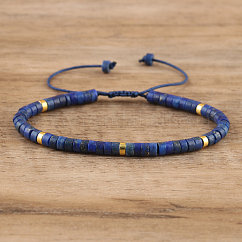 Natural Lapis Lazuli Beaded Braided Bracelets, Adjustable Women's Bracelets, Inner Diameter: 16cm, Bead: 4~4.5x2~2.5mm