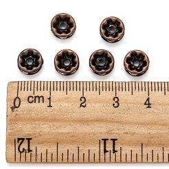 真鍮のラインストーンロンデルスペースビーズ  カドミウムフリー＆鉛フリー  赤銅鉱  クリスタル  8x4mm  穴：1.5mm&nbsp;RB-H035-29