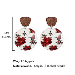 Transparent Acrylic Wood Dangle Stud Earrings&nbsp;FS-WG0124A-01