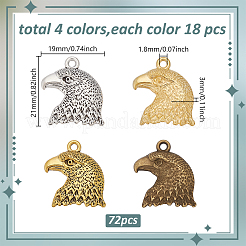72Pcs 4 Colors Tibetan Style Alloy Pendants&nbsp;FIND-AR0006-39