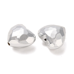 CCBプラスチックビーズ  多面カットハート  プラチナ  17x19x11.5mm  穴：2mm&nbsp;CCB-B003-02P