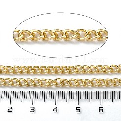 酸化アルミニウム ダイヤモンド カット ファセット カーブ チェーン  ツイストチェーン  溶接されていない  スプールで  ライトゴールド  5x3.5x1.2mm  約328.08フィート（100m）/ロール&nbsp;CHA-H001-17KCG