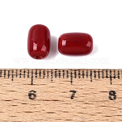 不透明なガラスビーズ  バレル  暗赤色  9x6~6.5mm  穴：1.2mm  850個/ポンド&nbsp;GLAA-Z012-01S