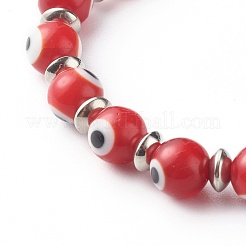 Handmade Evil Eye Lampwork Beaded Stretch Bracelets&nbsp;BJEW-JB06466-03