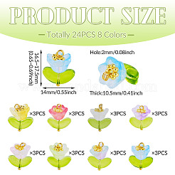 24Pcs 8 Colors Spray Painted Transparent Glass Pendants&nbsp;PALLOY-TADJ00013