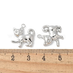 304ステンレススチールラインストーンペンダント  猫の形のチャーム  ステンレス鋼色  16.5x16x3.5mm  穴：1.6mm&nbsp;STAS-Z122-47P