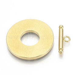 304ステンレススチールトグル留め具  エナメル  リング  ゴールドカラー  グレー  リング：29.5x2mm  内径：12mm  バー：21x7x3mm  穴：2mm&nbsp;STAS-T037-05A-G