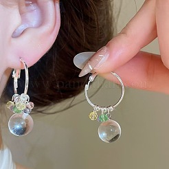 Brass & Glass Hoop Dangle Earrings for Women&nbsp;WG192D9-01