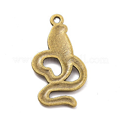 合金のチベット風チャーム  ヘビ  アンティークブロンズ  34.5x18x2mm  穴：2.2mm&nbsp;PALLOY-P267-25AB