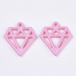 オペークアクリルパーツ  平らなひし形  ミックスカラー  35x32x3.5mm  穴：2mm&nbsp;X-SACR-N008-009