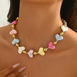 Alloy with CCB Plastic Round Heart Beaded Necklaces for Women&nbsp;FS-WG06F83-01
