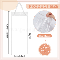 透明なプラスチック製の梱包袋  ポリエステルコードハンドル付き  長方形  ホワイト  40x16x0.02cm&nbsp;ABAG-WH0063-100B