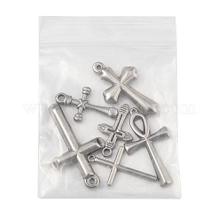 6個6スタイル304ステンレススチールペンダント  クロスチャーム  アンティークシルバー  20~33.5x13~20x2.5~4mm  穴：1.4~2mm  1個/スタイル&nbsp;STAS-FS0001-64