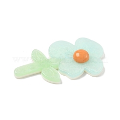 不透明なアクリル大きなペンダント  花  淡いターコイズ  70x37.5x9.5mm  穴：2mm&nbsp;OACR-I018-01B