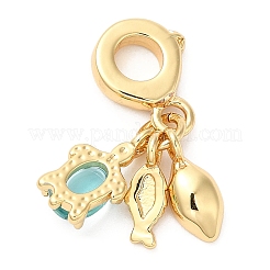 Brass Micro Pave Cubic Zirconia Pendants&nbsp;KK-D027-06G