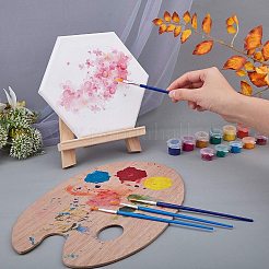 DIYペイントキット  空白のキャンバス付き  折りたたみパイン材卓上イーゼルとプラスチック製ペイントブラシペン  ホワイト  7個/セット&nbsp;DIY-NB0004-14