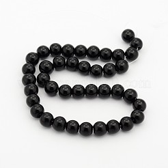 Black Opaque Glass Round Beads Strands&nbsp;X-GR8mm27Y