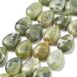 天然中国南部翡翠ビーズ連売り  フラットティアドロップ  18x13x6mm  穴：0.8mm  約11個/連  7.48''~7.68''（19~19.5センチメートル）&nbsp;G-P528-L26-01