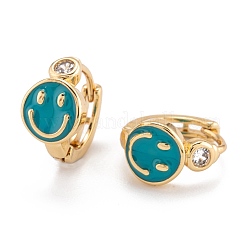 Brass Micro Pave Clear Cubic Zirconia Huggie Hoop Earrings&nbsp;EJEW-P187-G