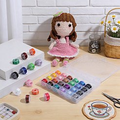 ポリエステル刺繍糸36ロールセット（収納ボックス付き）  手刺繍やDIYクラフト用の多色フロス  ミックスカラー  0.2mm  約98.43~109.36ヤード（90~100m）/ロール&nbsp;DIY-WH0622-721