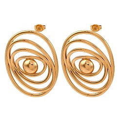 304 Stainless Steel Oval Stud Earrings&nbsp;EJEW-L304-08G