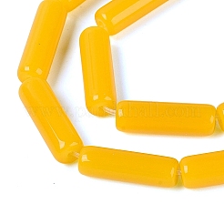 ジェイド風ガラスビーズ連売り  ラッパ  ゴールド  12.5~13x4~4.5mm  穴：0.6~0.9mm  約28~29個/連  14.57~15.16インチ（37~38.5cm）&nbsp;GLAA-N070-01A-B03