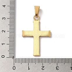 PVD真空メッキ304ステンレスペンダント  長持ちメッキ  クロスチャーム  宗教  ゴールドカラー  31.5x20.5x1.5mm  穴：7.5x3.5mm&nbsp;STAS-L081-040G-03