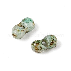 ピカソガラスシードビーズ  丸い穴  ピーナッツ  アクアマリン  6x3~3.5x3mm  穴：1.1mm  110個/セット&nbsp;SEED-Q038-02B