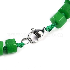 Dyed Natural Malaysia Jade Hexagon Prism Graduated Beaded Necklaces for Women Men&nbsp;NJEW-K388-03H