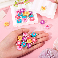 30Pcs 5 Colors Acrylic Beaded Connector Charms&nbsp;PALLOY-TAC0195