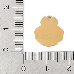 イオンプレーティング（IP）304ステンレススチールチャーム  蝶結びチャーム付き貝殻  ゴールドカラー  14x13x1.5mm  穴：1.5mm&nbsp;STAS-C108-18G