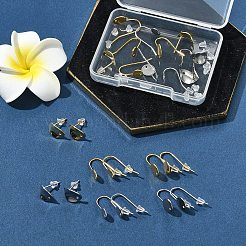 304ステンレススチールピアスフック24個  30個のプラスチック製イヤーナット付き  ミックスカラー  11~20.5x6~8.5mm  穴：1.2mm&nbsp;STAS-FS0001-94