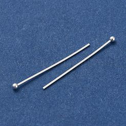 真鍮のボールヘッドピン  鉛フリー＆カドミウムフリー  925銀メッキ  25x0.6mm  ヘッド：1.5mm&nbsp;KK-H502-03D-S