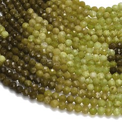グラデーションカラーのナチュラルな黄緑色のオパールビーズの連  ラウンド  多面カット  3.5mm  穴：0.6mm  約128個/連  15.24''（38.7センチメートル）&nbsp;GG-CBA9722-A01-3mm