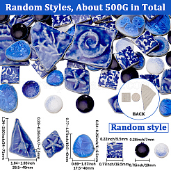 500G 4 Styles Mosaic Tiles Porcelain Cabochons&nbsp;DIY-SP0007-74